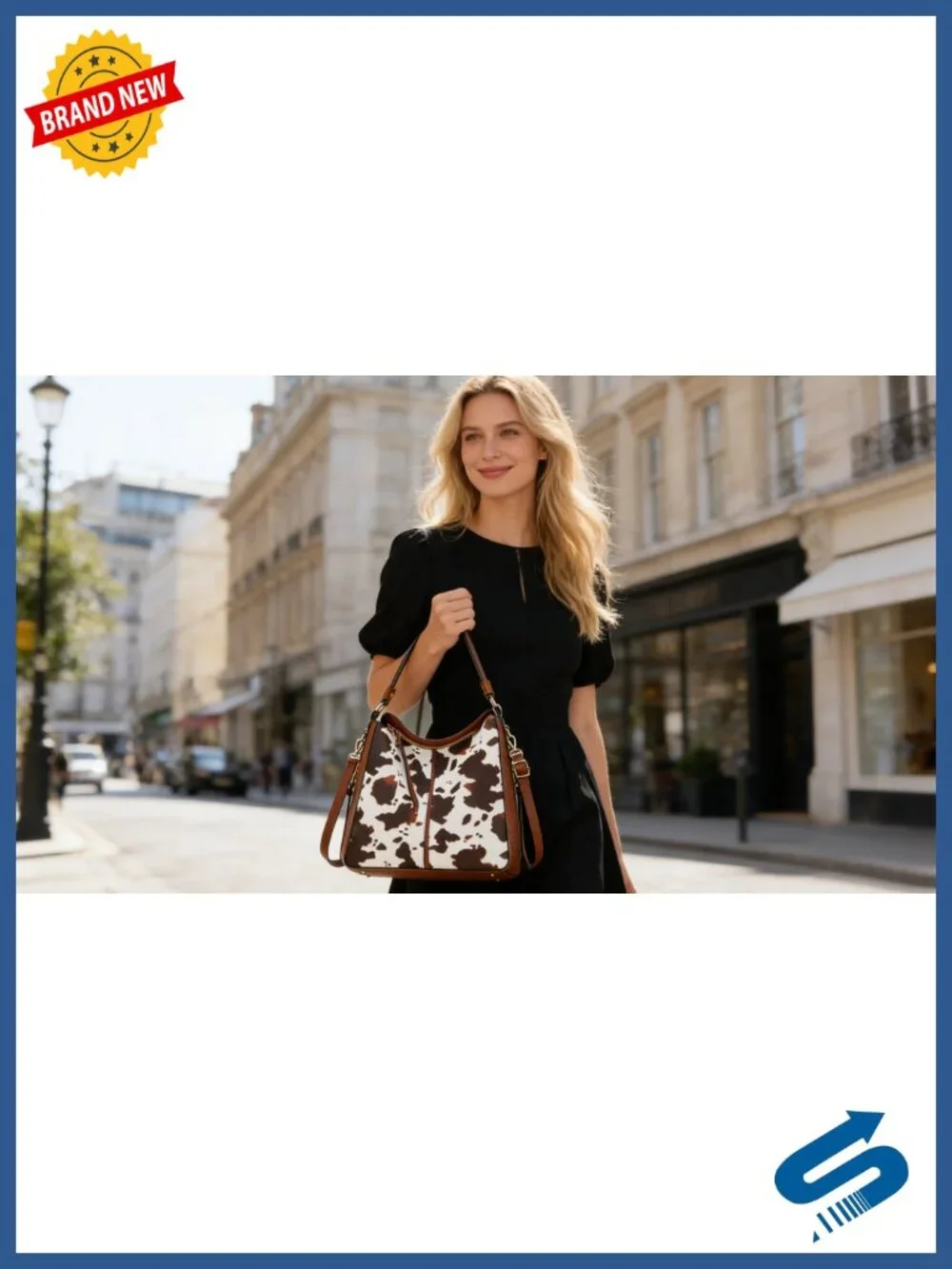 Cow Print Tote Handbag Set with Wallet Crossbody High Capacity PU Leather